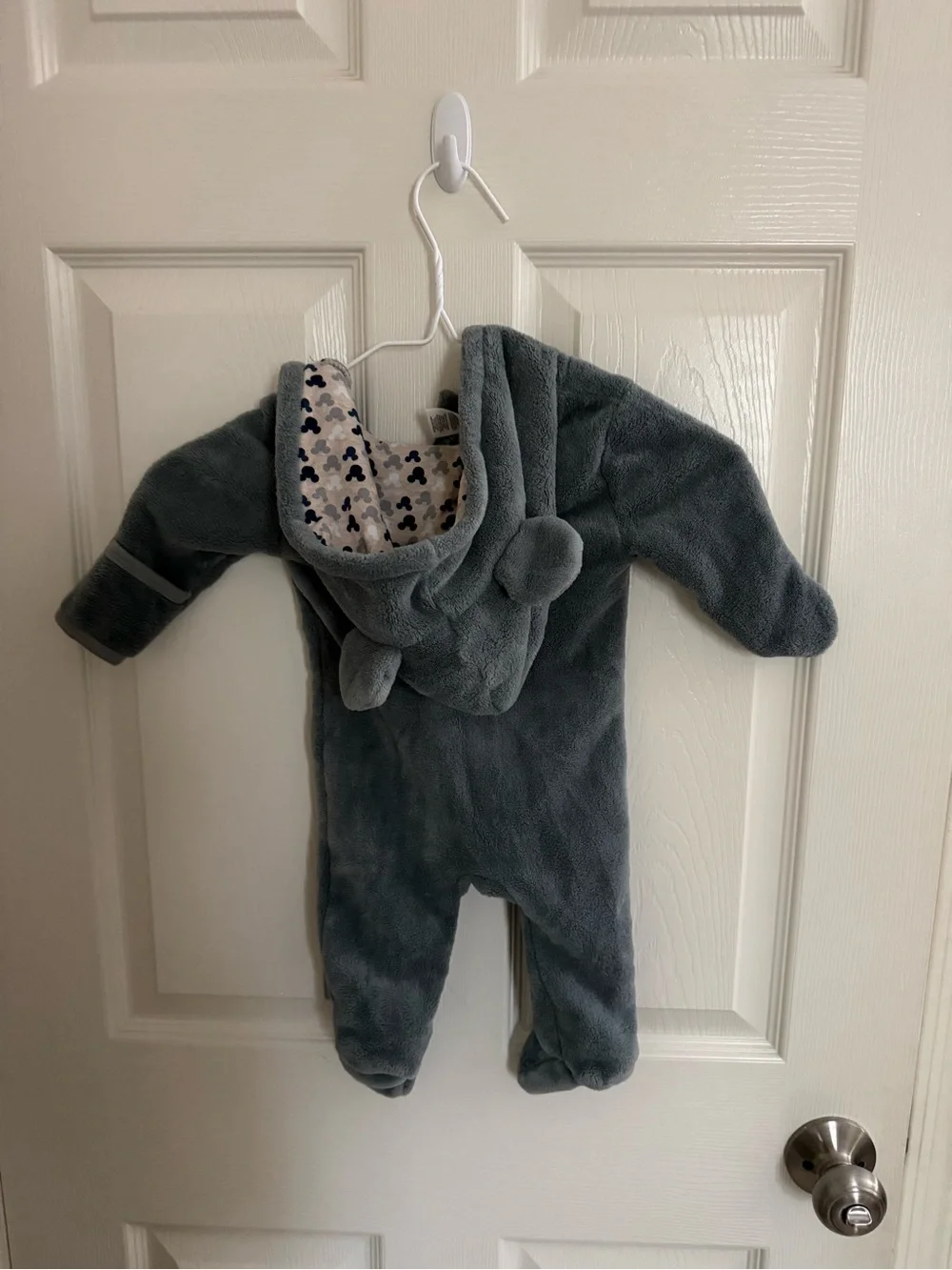Disney Gray Mickey Mouse Fleece Footed One-Piece